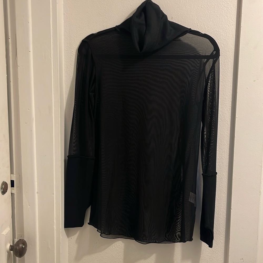 Sheer mesh turtleneck